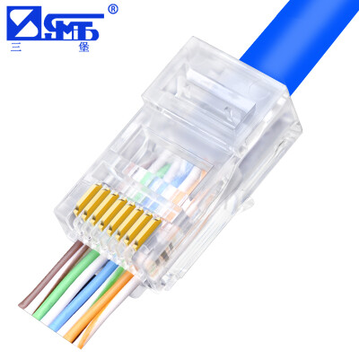 

SANBAO SJZ-650 Six straight through perforated network cable crystal head RJ45 unshielded network crystal head pure copper gold plated 50U 30 bag