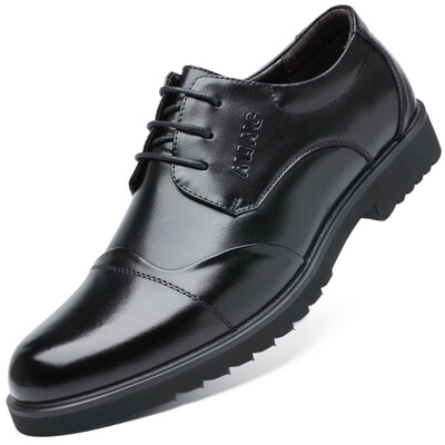 

Poitulas mens comfortable tie business casual dress shoes mens thick-soled wear N2096 black 39