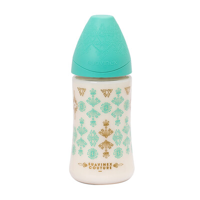 

Suviniex bottle imported baby bottle newborn bottle wide caliber 3 position control flow 0 months or more full range applicable gold grid pattern green 270ml