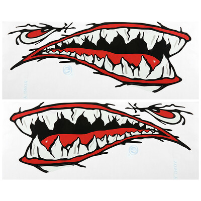 

2 Pieces Waterproof Shark Teeth Mouth Stickers Kayak Boat Car Truck Accessories