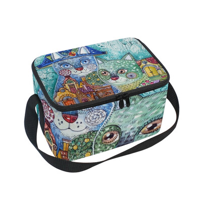 

ALAZA Lunch Box Insulated Lunch Bag Large Cooler Tote Bag Twin Cats for Men Women Girls Boys