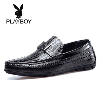 

Playboy PLAYBOY mens set of feet crocodile pattern leather business casual a pedal driving shoes men 9AW629005D black 38