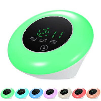 

Digital LED Touch Mirror Temperture Alarm Clock USB & Battery Operated 12H24H °C°F Display RGB Color Light Alarm Clock with a US