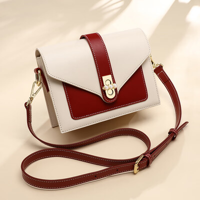 

Viney bag female bag leather fashion personality shoulder bag tide Korean version of the wild Messenger bag rice white wine red