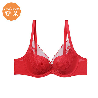

An Lifangs Anduo embroidery mesh underwear deep V gathers on the bra bra bra HB0165U red RED 70B