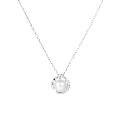 

Beautiful Fashion 925 Sterling Silver Jewelry Female Pearl Circle Pendant Necklace Jewelry
