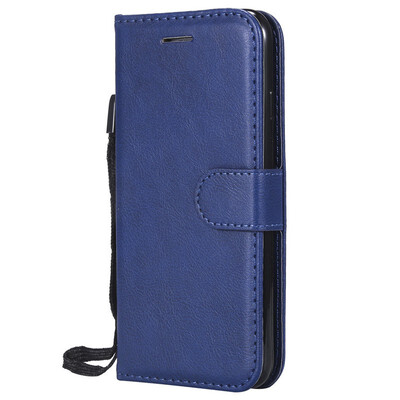 

Luxury Simple Solid Color Case For iphone 5 5s SE SE2 PU Leather Card Slot Lanyard Phone Cover New Fundas P06G