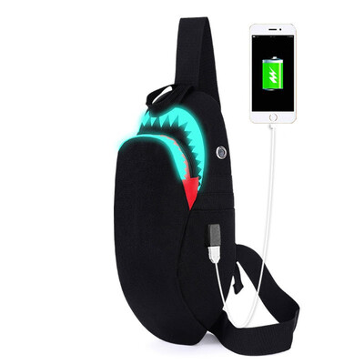 

Mens Chest Bag Cool Crossbody Bag with USB Charging port Oxford Bag Outdoor Travel Sports Noctilucent Shoulder Bag