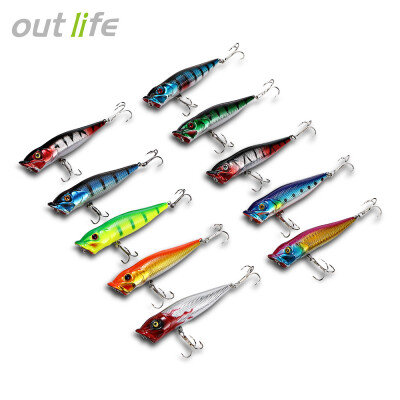 

Outlife 10PCS Fishing Lures Hard ABS Popper Baits with Hooks&Box