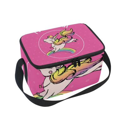 

Lunch Box Insulated Lunch Bag Large Cooler Unicorn Girn In The Rainbow Tote Bagfor Kids Men Women