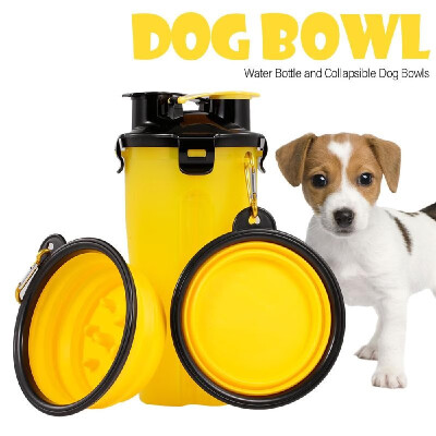 

Dog Bowl Water Bottle Pet Food Feeder Container with Collapsible Dog Bowls for Outdoor Dog Walking Hiking Travelling