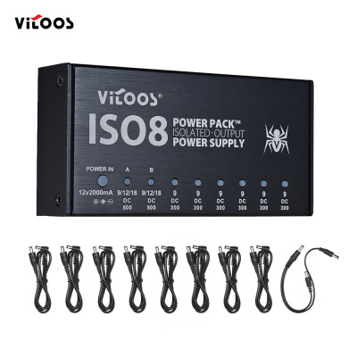 

VITOOS ISO8 Compact Size Guitar Effects Power Supply Power Pack Station 8 Isolated DC Outputs for 9V 12V 18V Guitar Effects