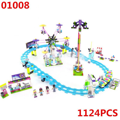 

Lepin 01008 Amusement Park Roller Coast Mini Bricks Set Legoing 41130 Friends 3D Building Blocks Toys Children Gift