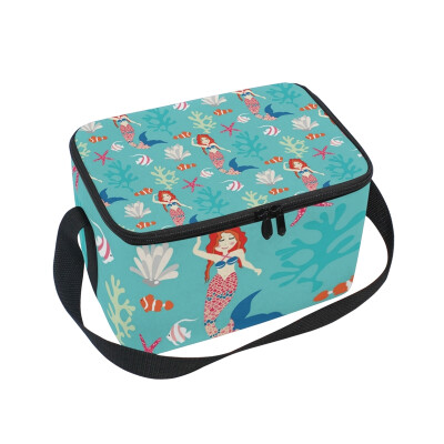 

ALAZA Insulated Lunch Box Mermaid Woman Lunch Bag for Men Women Portable Tote Bag Cooler Bag