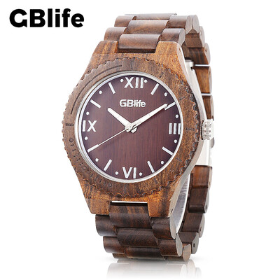 

GBlife GM65 - 01 Wood Men Quartz Watch Ebony Wooden Luminous Male Wristwatch