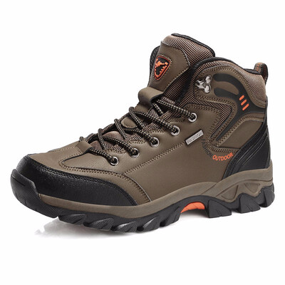 

Men Boots Big Size 39-47 Mens Leather Fashion Sneakers Men Lace Up Outdoor Non-slip Hiking Shoes Mountain Aterproof Men Shoe