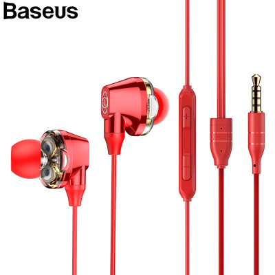 

Baseus 35mm Wired Earphone With Mic Double Dynamic In-ear Earbuds Earphones With Microphone For Samsung XiaoMi iphone 6 6S