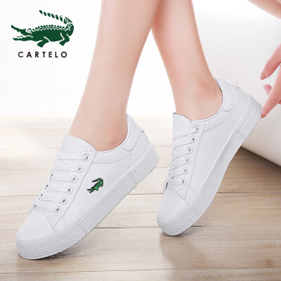 

Cartier crocodile casual white shoes female simple tie thick bottom wild sports students low help 0128 white 36