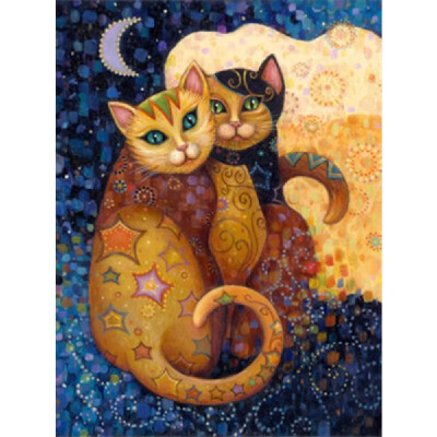 

Diamond Painting Embroidery Cross Stitch Full Mosaic DIY Kit Vintage Cats Animal Rhinestone Home Decor