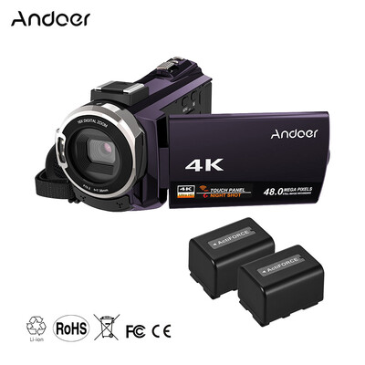 

Andoer 4K 1080P 48MP WiFi Digital Video Camera Camcorder Recorder with 2pcs Rechargeable Batteries Novatek 96660 Chip 3inch Touchs