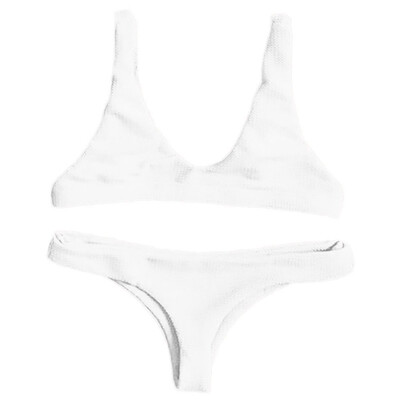 

Multicolour Vest Bikini Solid Color Sexy Skinny Swimsuit