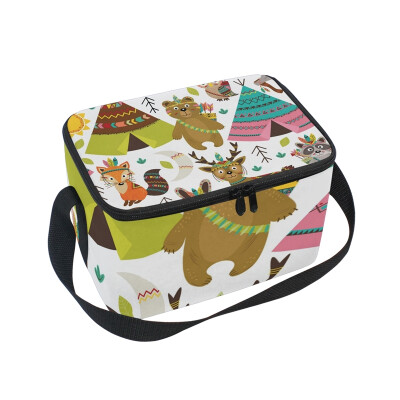 

ALAZA Lunch Box Insulated Lunch Bag Large Cooler Tribal Animals Tote Bag