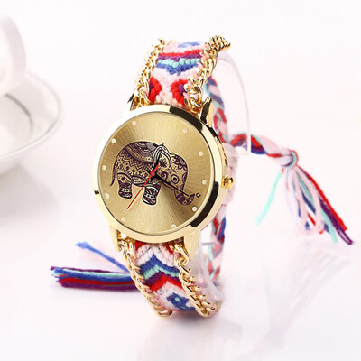 

Automatic Mechanical Ethnic-style Man Woman Quartz Knit Elephant Watch Plush Band