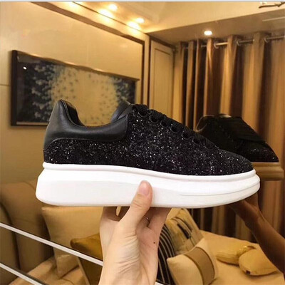 

2018 Luxury Brand Men Sneakers Mc Casual Superstar Red Bottom Queen Shoes Real Row Leather Back Lace Up Running Shoes Free Shippin