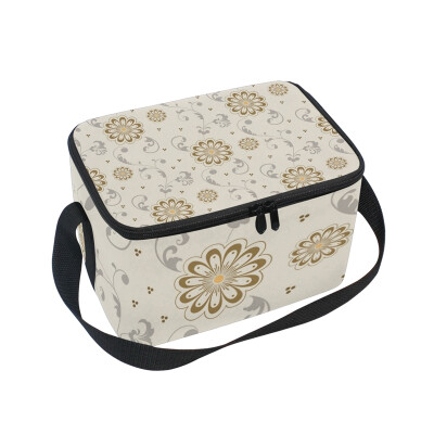 

ALAZA Lunch Box Insulated Retro Flowers Pattern Lunch Bag Large Cooler Tote Bag for Men Women