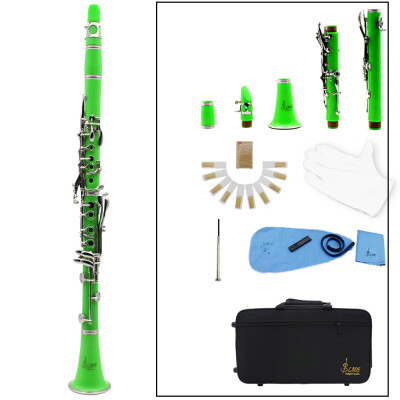 

Clarinet ABS 17 Key bB Flat Soprano Binocular Clarinet with Cleaning Cloth Gloves 10 Reeds Screwdriver Reed Case Woodwind Instrum