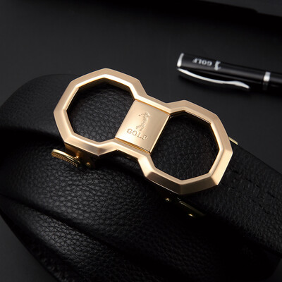 

Golf GOLF double-sided suede leather belt mens automatic buckle belt business casual belt boutique belt gift box P9BV34991J black gold black gold