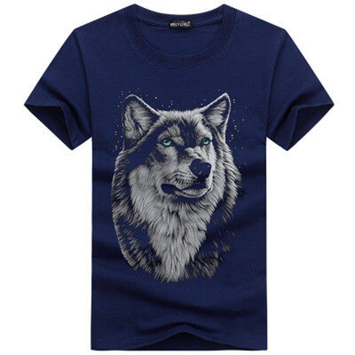 

High Quality Cotton Mens T-shirts 3d Print Wolf Tops Tees Cool Off White 2018 Fashion Funny Extended Plus Size 5XL