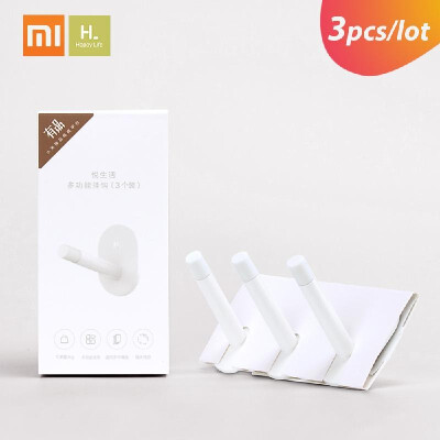 

3pcslot Xiaomi HL Hang Hook Multifunctional Wall Mop Door Desk Hanger Hooks for Hanging Clothes Bags Coats Hats Towels Keys Kitch