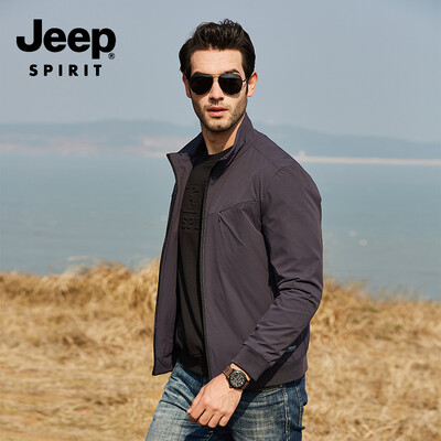 

JEEP Jeep Jacket Men 2019 Spring New Casual Mens Stand Collar Short Jacket Mens Shirt JPL2677 Gray L