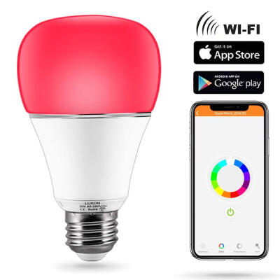 

Smart WI-FI LED Light Bulb RGBW Color Changing E26 E27 Smart Dimmable Light Bulb Smartphone Controlled Work Amazon Alexa Google