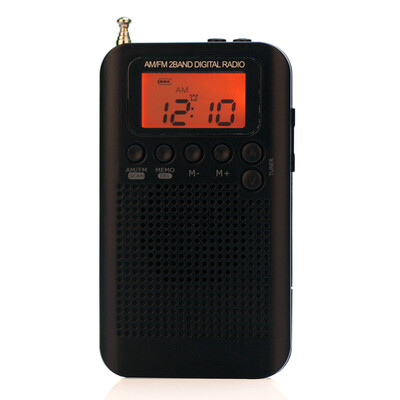 

HRD-104 Portable AM FM Stereo Radio Pocket 2-Band Digital Tuning Radio Mini Receiver Outdoor Radio w Earphone Lanyard 13 Inch L