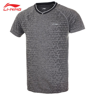 

Li Ning LI-NING new all-in-one woven sports short-sleeved shirt T-shirt mens badminton competition clothes sweat-absorbent&quick-drying AAYP057-2 light gray XL code 180