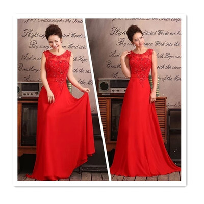 

2018 new light blue banquet evening dress was thin student performance host autumn&winter dress temperament long skirt female