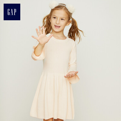 

GAP flagship store female long sleeve round neck wide swing knit dress 315914 ivory white 12-18M