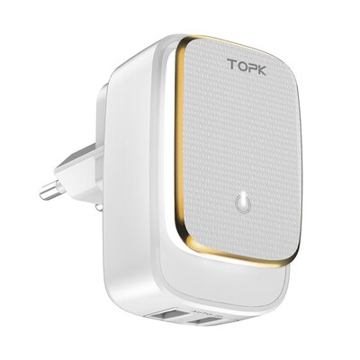 

TOPK L-Power 2-Port 5V 24A EU&US LED Lamp USB Charger Adapter Auto-ID Portable Travel Wall Phone Charger for iPhone Xiaomi