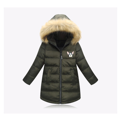

2018 Winter Girl Coats Female Children Long Jacket Cartonn Thicken Outdoor Warm Hooded Kid Outerwear Parkas