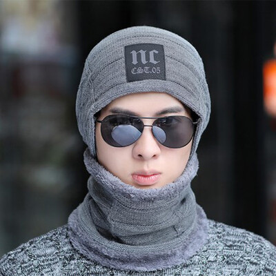 

Outdoor Sports Men Autumn Winter Warm Knit Hats Cap Scarf Suit Neckerchief Knitted Circle Loop Scarf Neckwarmer
