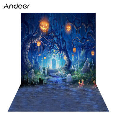 

Andoer 15 2m Photography Background Backdrop Digital Printing Hallowmas Halloween Pumpkin Graveyard Pattern for Photo Studio