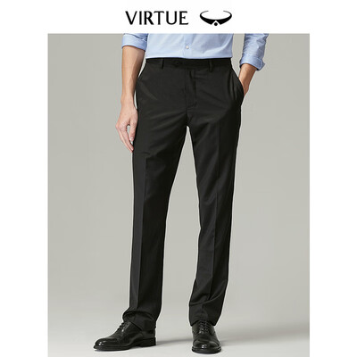 

Virtue rich 100 pure wool trousers male 2019 spring new straight business casual plain suit trousers YKM70143001 black 82