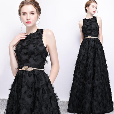 

2018 New Long Evening Dresses Elegant A-line Sleeveless Feather Sexy Noble Banquet Party Prom Formal Dress