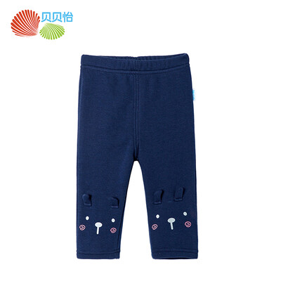 

Beibei Yi childrens pants girls pants spring&autumn plus velvet warm female baby leggings baby trousers 173K166 Navy 9 months height 73cm