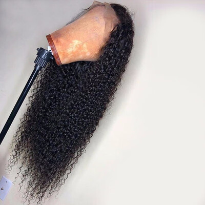 

Brazilian Hair Kinky Curly Front Lace Wig With Baby Hair Glueless Curly Lace Human Hair Wigs For Black Women Pre Plucked Hairline