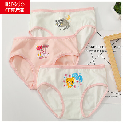 

Red bean home 2019 new boys&girls big childrens underwear childrens underwear gift box cotton ammonia A baby underwear girls pink white 16080