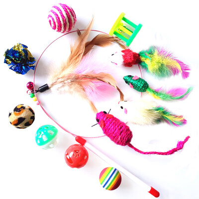 

Dipper pet cat toy 12 piece set big gift bag cat favorite funny cat bar bell mouse sisal ball short English blue cat kitten gift set