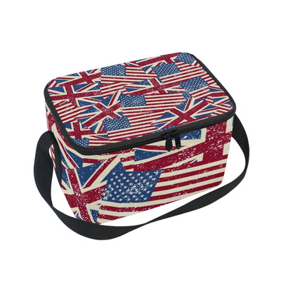 

ALAZA Lunch Box Insulated Pattern With Flags Lunch Bag Large Cooler Tote Bag for Men Women